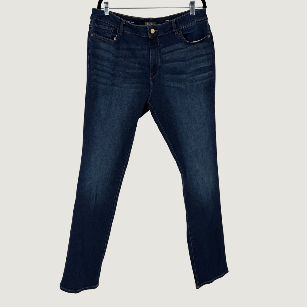 DL1961 Coco Mid Rise Curvy Straight Jeans Dark Wash Solo Blue Size 32